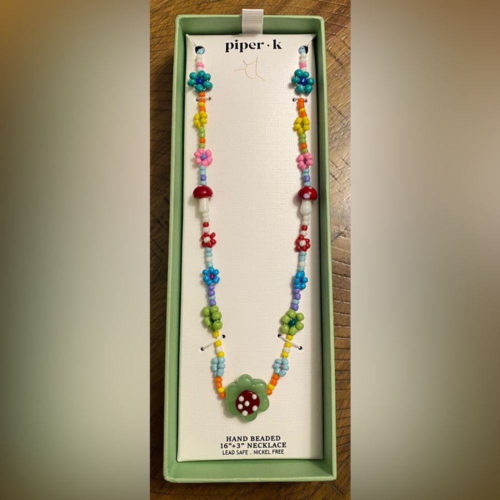 Piper K Hand Beaded Floral Necklace NIB